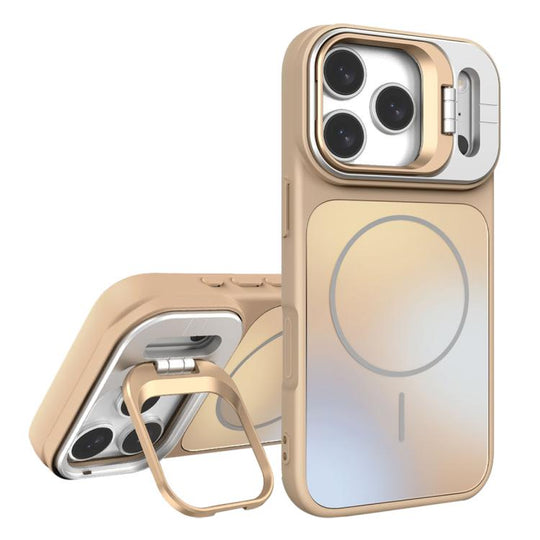 For iPhone 17 Pro Max AG Frosted Lens Holder MagSafe Phone Case(Desert Gold)