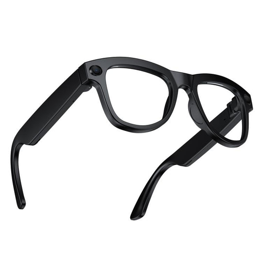 M01S 5MP Smart AI Camera Glasses Supports Voice Calls, Video Recording, WiFi Transmission(Transparent Lenses Black Frame)