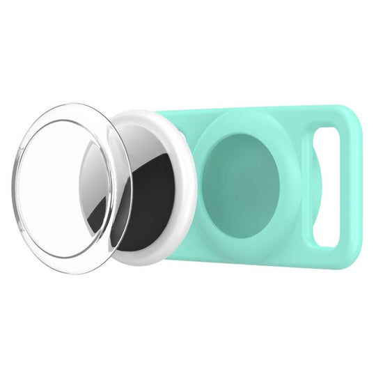 For AirTag 2nd Gen / AirTag 1st Gen xDfind Silicone Pet Collar Tracker Transparent PC Cover(Mint Green)