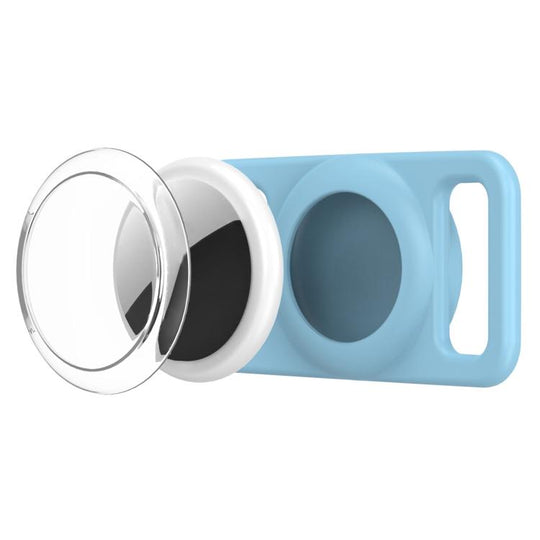 For AirTag 2nd Gen / AirTag 1st Gen xDfind Silicone Pet Collar Tracker Transparent PC Cover(Light Blue)
