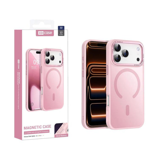 For iPhone 17 Pro XDcase Metal Lens Frame Skin Feel Magnetic Phone Case(Pink)