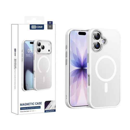 For iPhone 17 XDcase Metal Lens Frame Skin Feel Magnetic Phone Case(White)