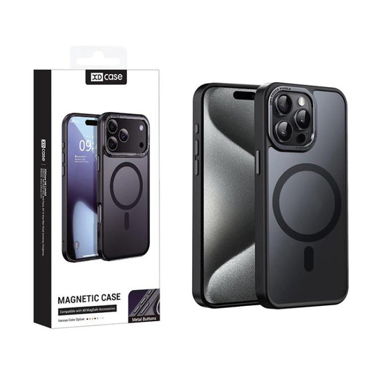 For iPhone 15 Pro XDcase Metal Lens Frame Skin Feel Magnetic Phone Case(Black)