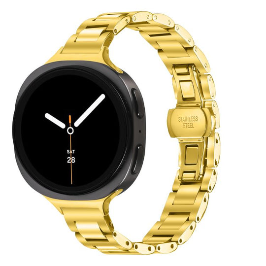 For Galaxy Watch9 / 8 / 8 Classic Slim Butterfly Buckle Metal Stainless Steel Watch Band(Gold)