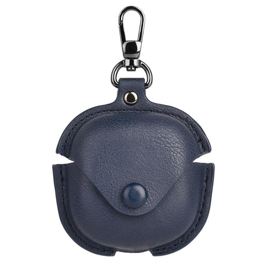 For Samsung Galaxy Buds Core Business Leather Bluetooth Earphone Protective Case with Hook(Blue)