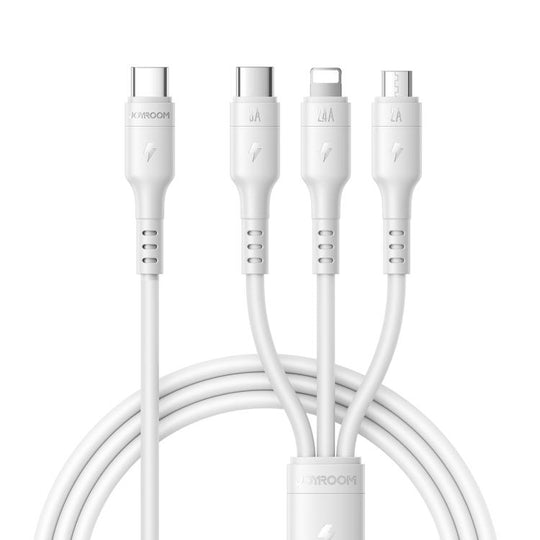 JOYROOM A61 OmniGo Series 3.5A USB-C / Type-C to 8 Pin + USB-C / Type-C, Micro USB 3 in 1 Charging Cable, Length:1.2m(White)