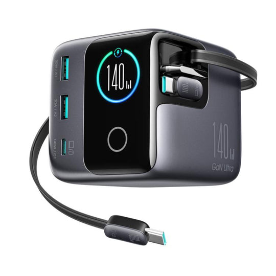 JOYROOM JR-TRD01 PODIX 140W 5-Port Desktop GaN Charger, Power Plug:UK Plug(Dark Gray)