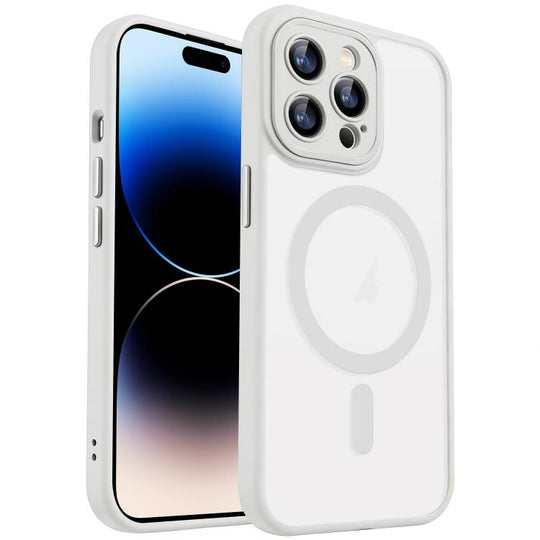 For iPhone 14 Pro Max XDcase Skin Feel Magnetic Frosted Phone Case with Lens Film(White)