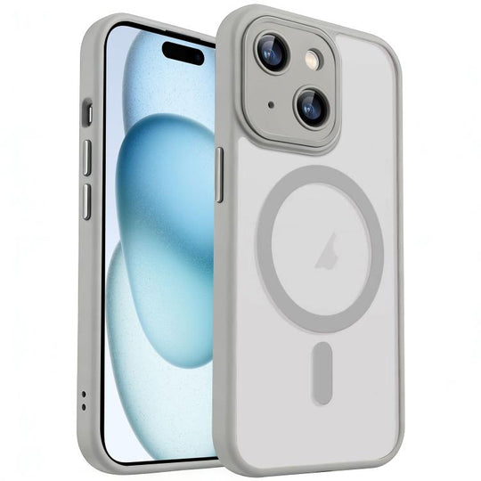 For iPhone 15 XDcase Skin Feel Magnetic Frosted Phone Case with Lens Film(Grey)