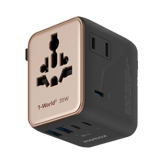 MOMAX 1-World UA27 PD 35W Dual AC GaN Fast Charger(Desert Gold)