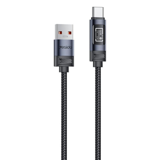 Yesido CA138C 66W USB to Type-C OLED Display Charging Data Cable, Length:1.2m(Black)
