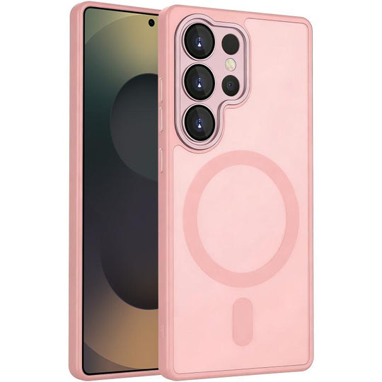 For Samsung Galaxy S25 Ultra 5G XDcase Skin Feel Magnetic Frosted Phone Case with Lens Film(Pink)