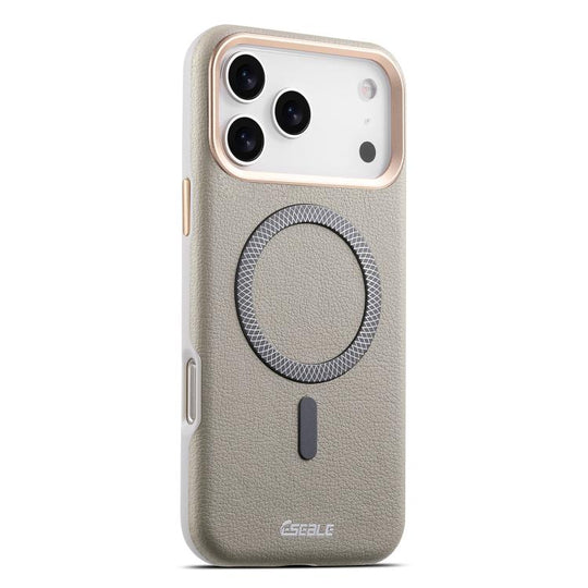 For iPhone 18 Pro Max / 17 Pro Max ESEBLE L2 Litchi Texture Metal Lens Magnetic Phone Case(Grey)