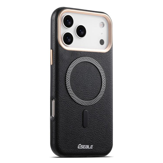 For iPhone 18 Pro / 17 Pro ESEBLE L2 Litchi Texture Metal Lens Magnetic Phone Case(Black)