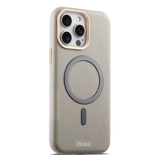 For iPhone 15 Pro Max ESEBLE L2 Litchi Texture Metal Lens Magnetic Phone Case(Grey)