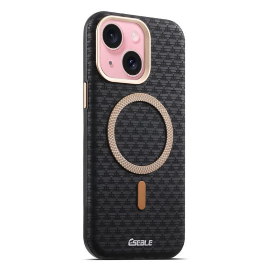 For iPhone 15 ESEBLE L3 Triangular Shield Metal Lens Magnetic Phone Case(Black)