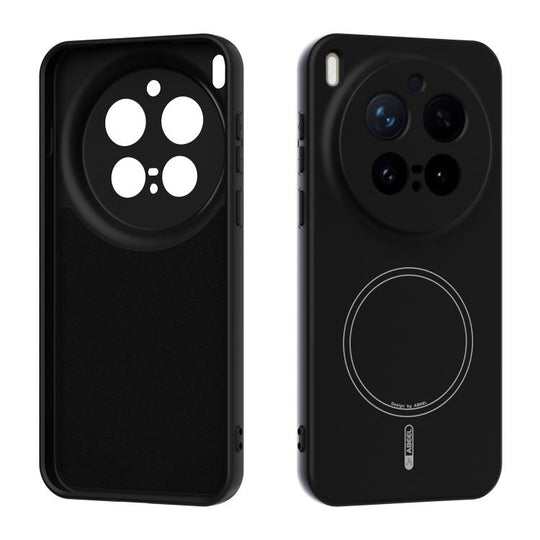 For vivo X300 Pro ABEEL Skin-friendly Feel Magsafe Liquid Silicone Phone Case(Black)