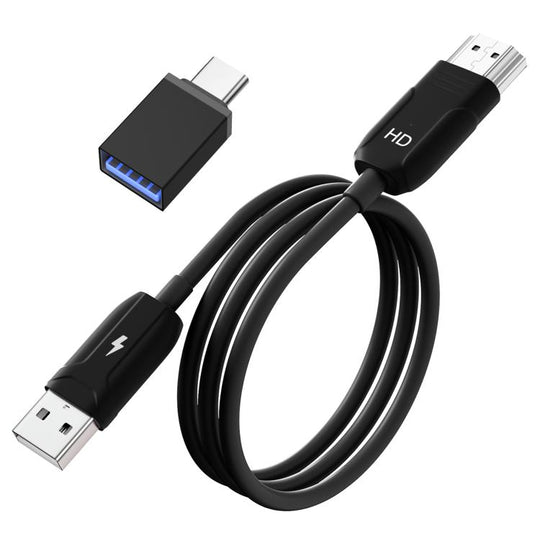 USB-A to HDMI HD Screen Mirroring Cable Wireless Screen Mirroring Converter Cable with Adapter, Length:70cm(Black)