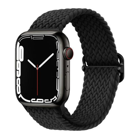 For Apple Watch 42 / 44 / 45 / 46 / 49mm xDfind Sliding Buckle Nylon Braided Watch Band(Black)
