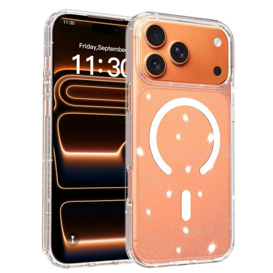 For iPhone 18 Pro Max / 17 Pro Max Clear Glitter Magnetic PC Hybrid TPU Phone Case(Transparent)