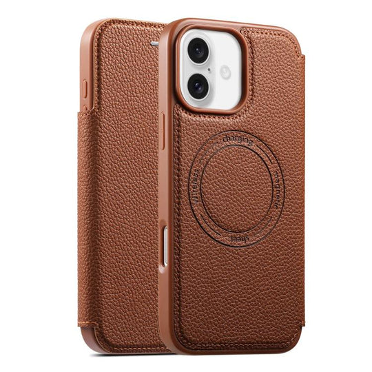 For iPhone 17 ESEBLE Ultra-thin Card Slot Magnetic Vegan Leather Phone Case(Brown)