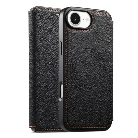 For iPhone 17e / 16e ESEBLE Ultra-thin Card Slot Magnetic Vegan Leather Phone Case(Black)