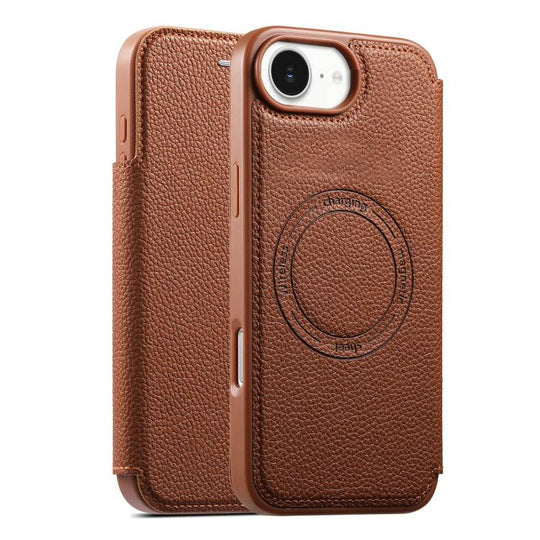 For iPhone 17e / 16e ESEBLE Ultra-thin Card Slot Magnetic Vegan Leather Phone Case(Brown)