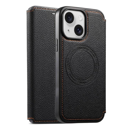 For iPhone 15 ESEBLE Ultra-thin Card Slot Magnetic Vegan Leather Phone Case(Black)