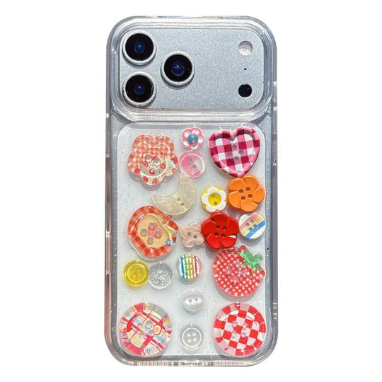 For iPhone 18 Pro Max / 17 Pro Max Epoxy Resin 3D Pattern Acrylic Transparent Phone Case(Strawberry Buttons)