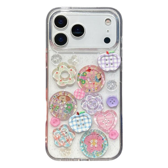 For iPhone 18 Pro Max / 17 Pro Max Epoxy Resin 3D Pattern Acrylic Transparent Phone Case(Flower Buttons)