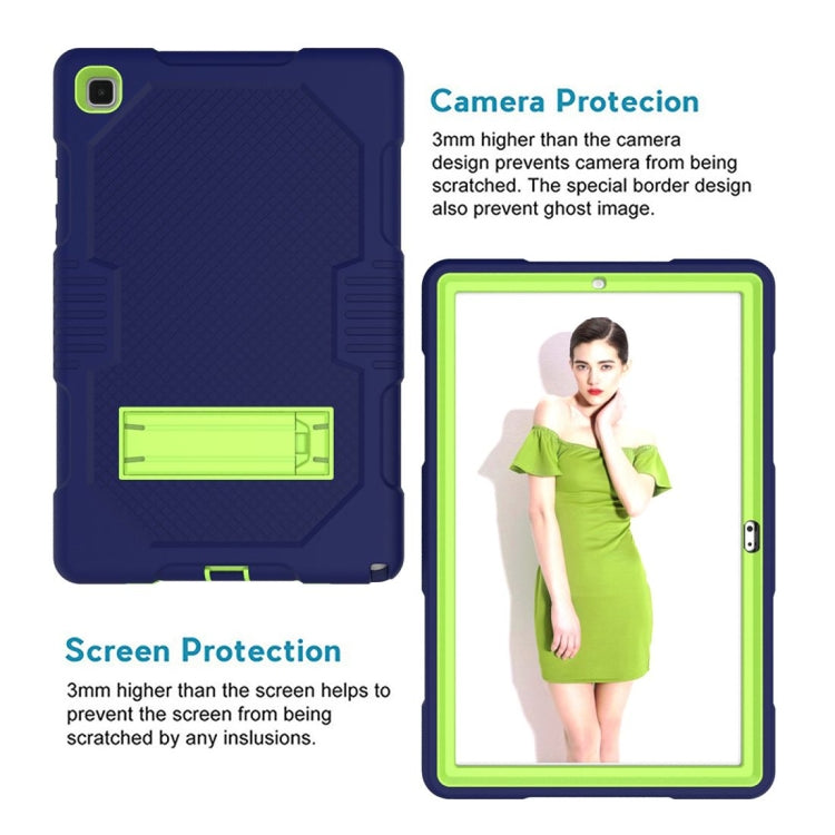 For Samsung Galaxy Tab A7 10.4 (2020) T500 / T505 Contrast Color Robot Shockproof Silicon + PC Protective Case with Holder & Pen Slot(Navy Blue Yellow Green) - Other Galaxy Tab PC by buy2fix | Online Shopping UK | buy2fix