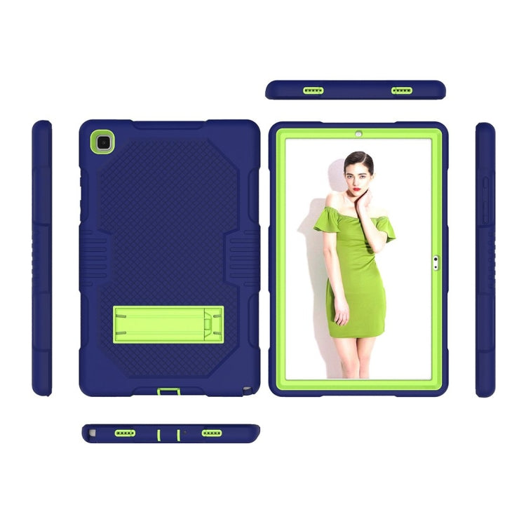 For Samsung Galaxy Tab A7 10.4 (2020) T500 / T505 Contrast Color Robot Shockproof Silicon + PC Protective Case with Holder & Pen Slot(Navy Blue Yellow Green) - Other Galaxy Tab PC by buy2fix | Online Shopping UK | buy2fix