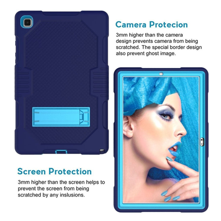 For Samsung Galaxy Tab A7 10.4 (2020) T500 / T505 Contrast Color Robot Shockproof Silicon + PC Protective Case with Holder & Pen Slot(Navy Blue) - Other Galaxy Tab PC by buy2fix | Online Shopping UK | buy2fix