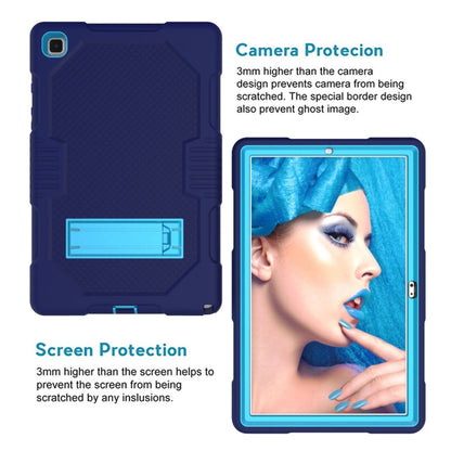 For Samsung Galaxy Tab A7 10.4 (2020) T500 / T505 Contrast Color Robot Shockproof Silicon + PC Protective Case with Holder & Pen Slot(Navy Blue) - Other Galaxy Tab PC by buy2fix | Online Shopping UK | buy2fix