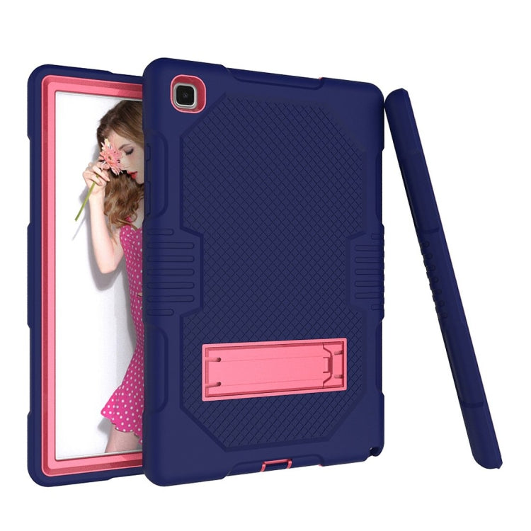 For Samsung Galaxy Tab A7 10.4 (2020) T500 / T505 Contrast Color Robot Shockproof Silicon + PC Protective Case with Holder & Pen Slot(Navy Blue Rose) - Other Galaxy Tab PC by buy2fix | Online Shopping UK | buy2fix