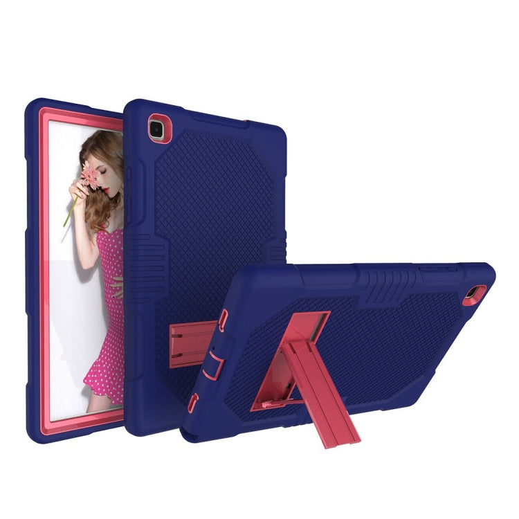 For Samsung Galaxy Tab A7 10.4 (2020) T500 / T505 Contrast Color Robot Shockproof Silicon + PC Protective Case with Holder & Pen Slot(Navy Blue Rose) - Other Galaxy Tab PC by buy2fix | Online Shopping UK | buy2fix