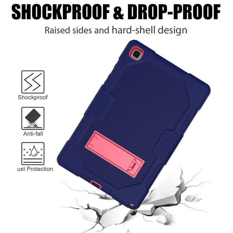 For Samsung Galaxy Tab A7 10.4 (2020) T500 / T505 Contrast Color Robot Shockproof Silicon + PC Protective Case with Holder & Pen Slot(Navy Blue Rose) - Other Galaxy Tab PC by buy2fix | Online Shopping UK | buy2fix