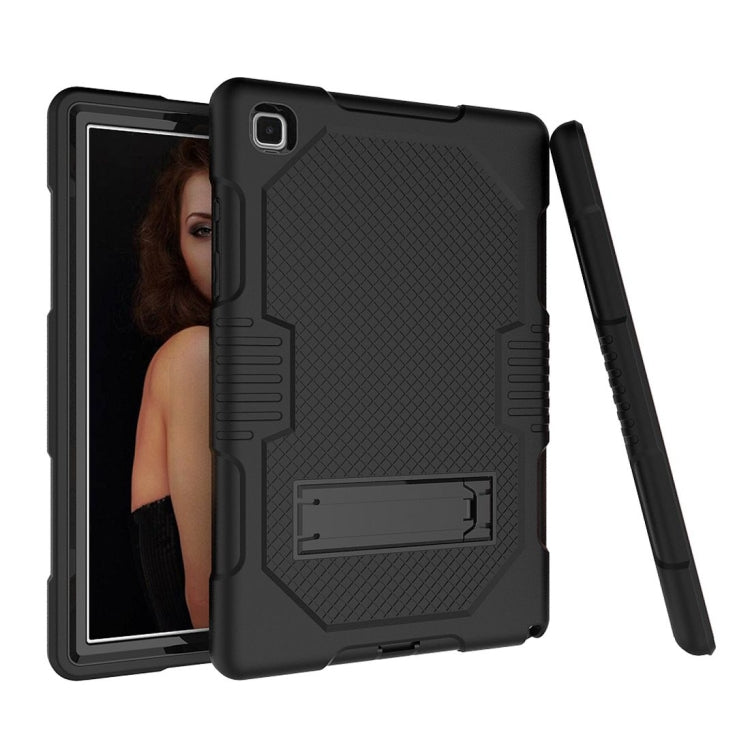 For Samsung Galaxy Tab A7 10.4 (2020) T500 / T505 Contrast Color Robot Shockproof Silicon + PC Protective Case with Holder & Pen Slot(Black+Black) - Other Galaxy Tab PC by buy2fix | Online Shopping UK | buy2fix