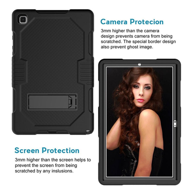 For Samsung Galaxy Tab A7 10.4 (2020) T500 / T505 Contrast Color Robot Shockproof Silicon + PC Protective Case with Holder & Pen Slot(Black+Black) - Other Galaxy Tab PC by buy2fix | Online Shopping UK | buy2fix