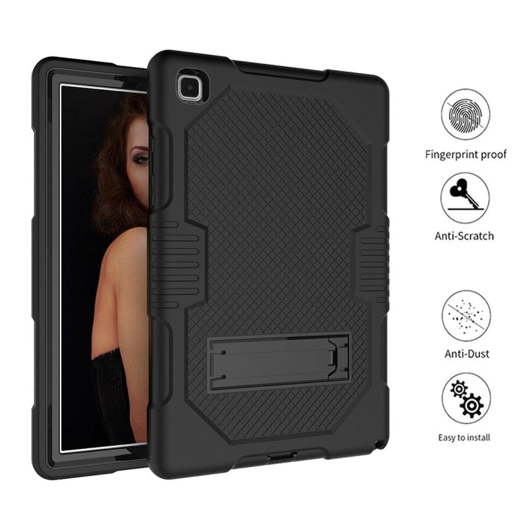 For Samsung Galaxy Tab A7 10.4 (2020) T500 / T505 Contrast Color Robot Shockproof Silicon + PC Protective Case with Holder & Pen Slot(Black+Black) - Other Galaxy Tab PC by buy2fix | Online Shopping UK | buy2fix