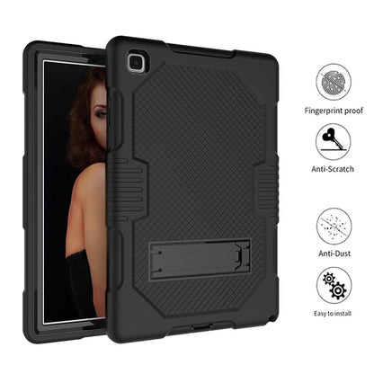 For Samsung Galaxy Tab A7 10.4 (2020) T500 / T505 Contrast Color Robot Shockproof Silicon + PC Protective Case with Holder & Pen Slot(Black+Black) - Other Galaxy Tab PC by buy2fix | Online Shopping UK | buy2fix