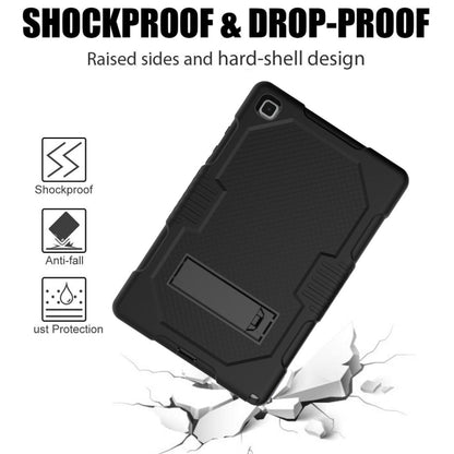 For Samsung Galaxy Tab A7 10.4 (2020) T500 / T505 Contrast Color Robot Shockproof Silicon + PC Protective Case with Holder & Pen Slot(Black+Black) - Other Galaxy Tab PC by buy2fix | Online Shopping UK | buy2fix
