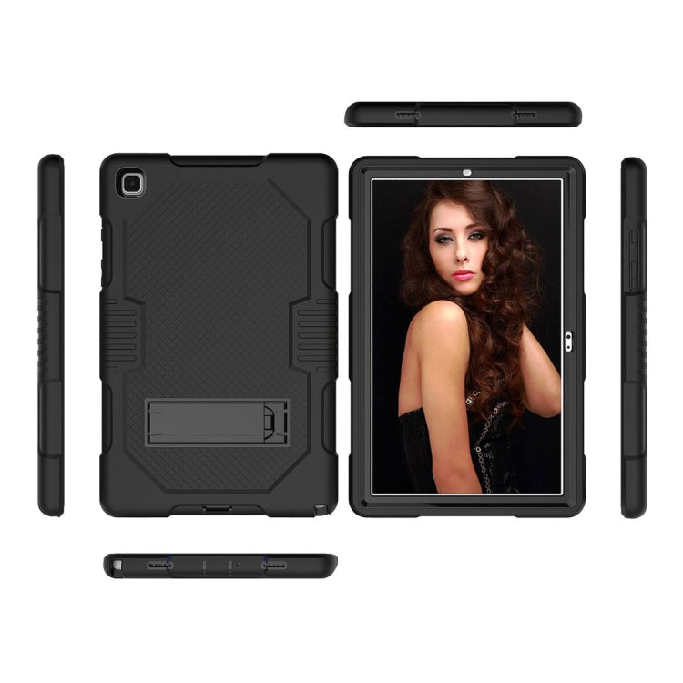 For Samsung Galaxy Tab A7 10.4 (2020) T500 / T505 Contrast Color Robot Shockproof Silicon + PC Protective Case with Holder & Pen Slot(Black+Black) - Other Galaxy Tab PC by buy2fix | Online Shopping UK | buy2fix