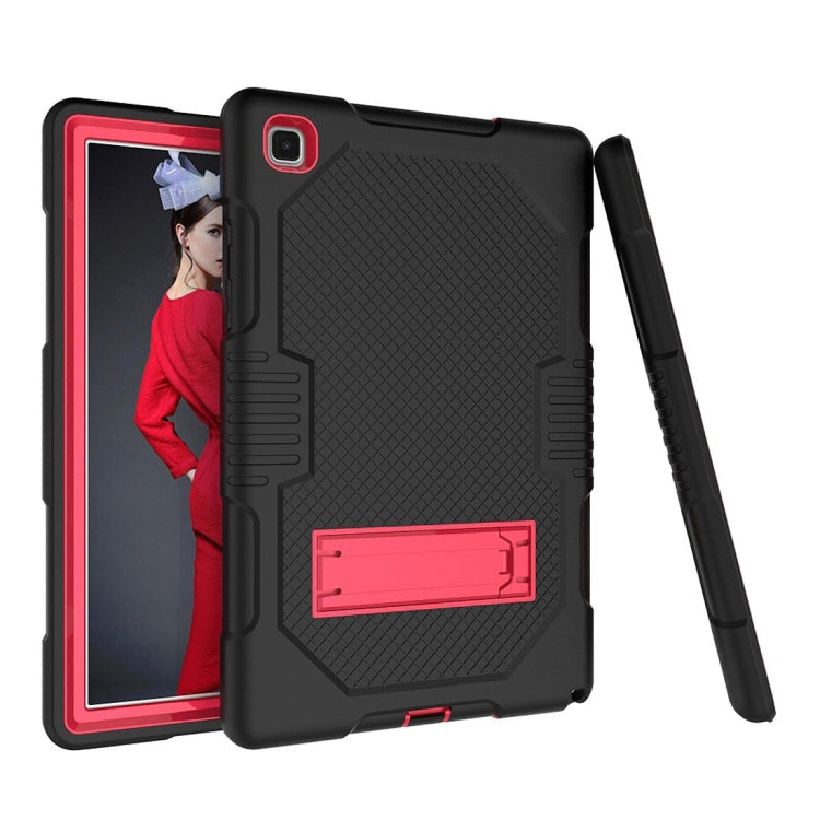 For Samsung Galaxy Tab A7 10.4 (2020) T500 / T505 Contrast Color Robot Shockproof Silicon + PC Protective Case with Holder & Pen Slot(Black Red) - Other Galaxy Tab PC by buy2fix | Online Shopping UK | buy2fix