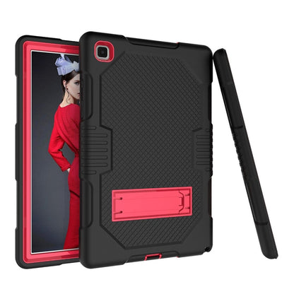 For Samsung Galaxy Tab A7 10.4 (2020) T500 / T505 Contrast Color Robot Shockproof Silicon + PC Protective Case with Holder & Pen Slot(Black Red) - Other Galaxy Tab PC by buy2fix | Online Shopping UK | buy2fix