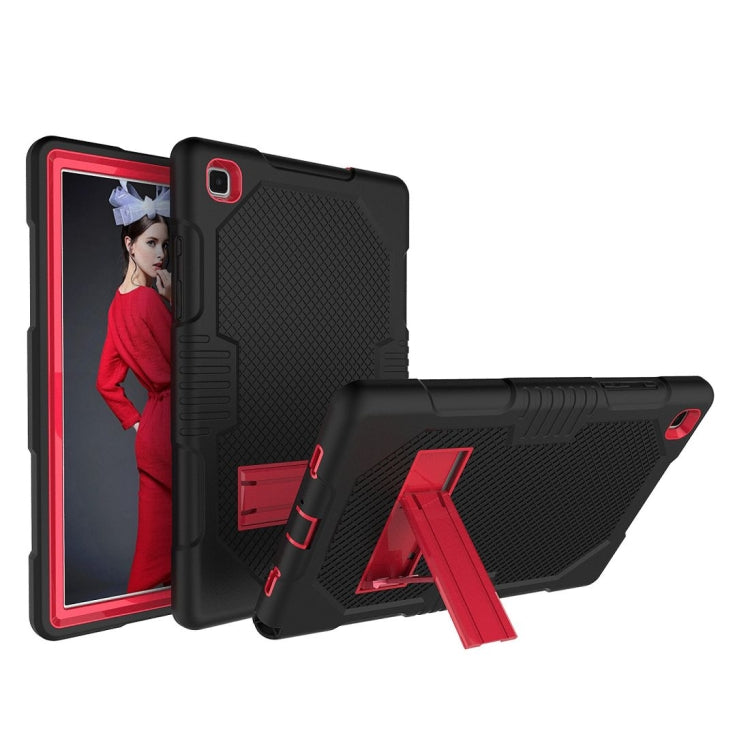 For Samsung Galaxy Tab A7 10.4 (2020) T500 / T505 Contrast Color Robot Shockproof Silicon + PC Protective Case with Holder & Pen Slot(Black Red) - Other Galaxy Tab PC by buy2fix | Online Shopping UK | buy2fix