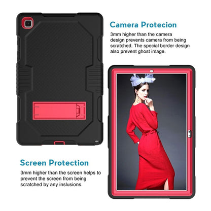 For Samsung Galaxy Tab A7 10.4 (2020) T500 / T505 Contrast Color Robot Shockproof Silicon + PC Protective Case with Holder & Pen Slot(Black Red) - Other Galaxy Tab PC by buy2fix | Online Shopping UK | buy2fix