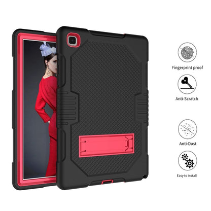 For Samsung Galaxy Tab A7 10.4 (2020) T500 / T505 Contrast Color Robot Shockproof Silicon + PC Protective Case with Holder & Pen Slot(Black Red) - Other Galaxy Tab PC by buy2fix | Online Shopping UK | buy2fix