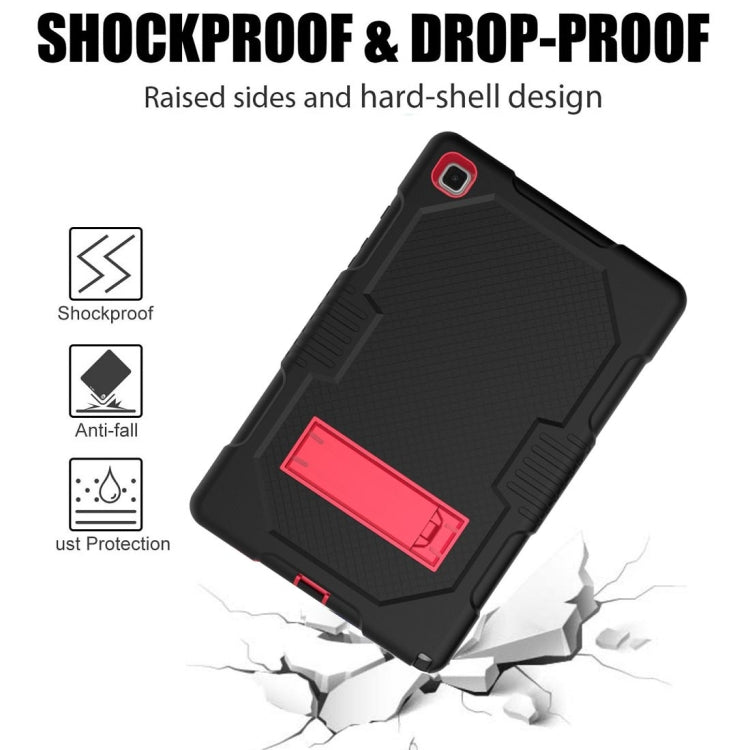 For Samsung Galaxy Tab A7 10.4 (2020) T500 / T505 Contrast Color Robot Shockproof Silicon + PC Protective Case with Holder & Pen Slot(Black Red) - Other Galaxy Tab PC by buy2fix | Online Shopping UK | buy2fix
