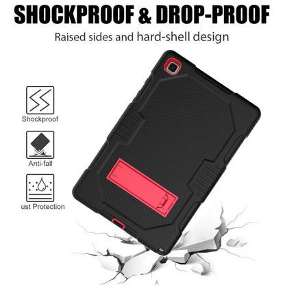For Samsung Galaxy Tab A7 10.4 (2020) T500 / T505 Contrast Color Robot Shockproof Silicon + PC Protective Case with Holder & Pen Slot(Black Red) - Other Galaxy Tab PC by buy2fix | Online Shopping UK | buy2fix
